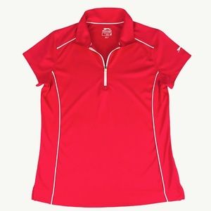 Slazenger Women's Golf Polo ¼ Zip Shirt Ladies Pink Collared Short Sleeve Size M